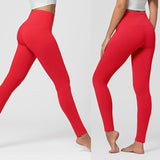 Solid Color Yoga Band Soft Leggings - Red