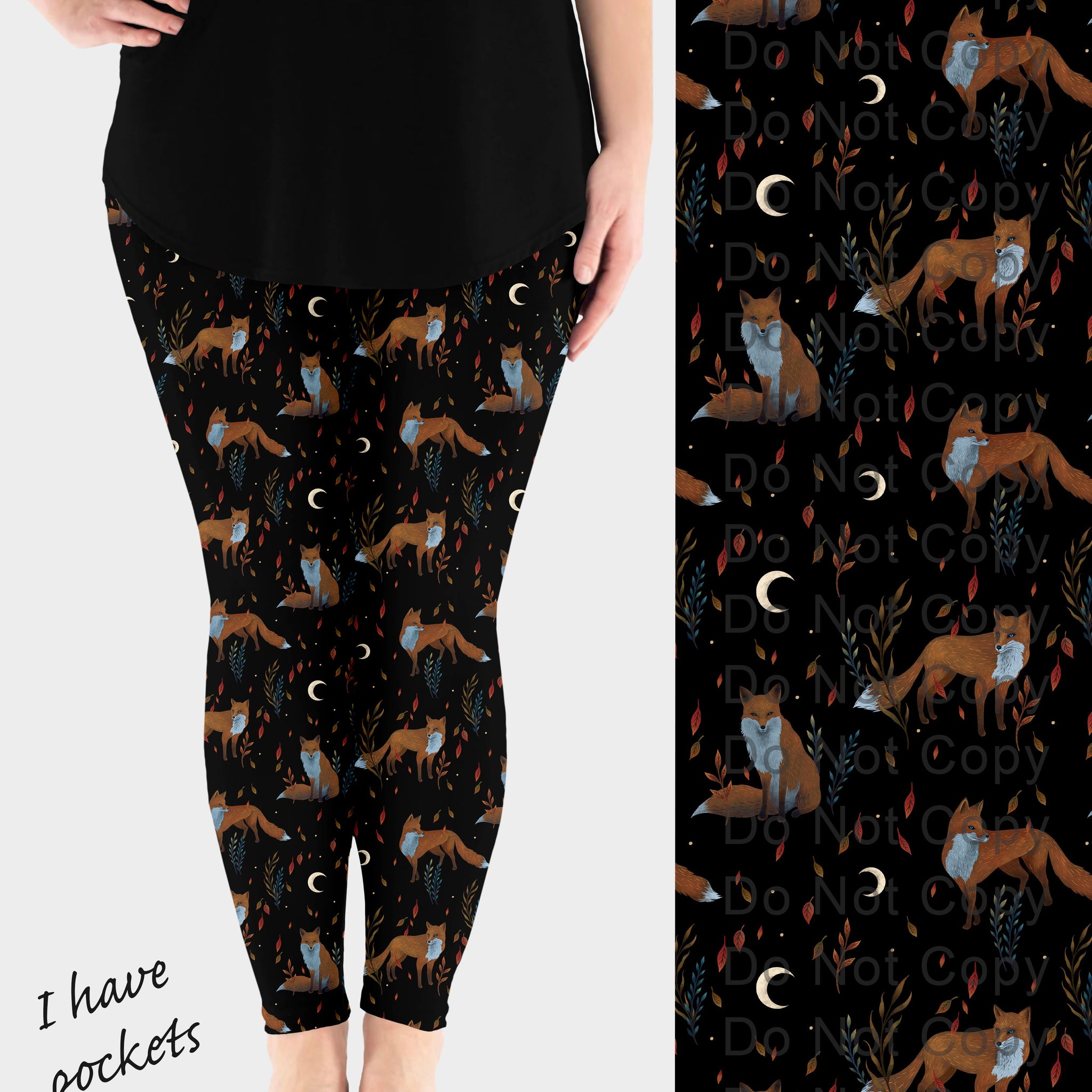 RTS - Red Foxes Leggings w/ Pockets