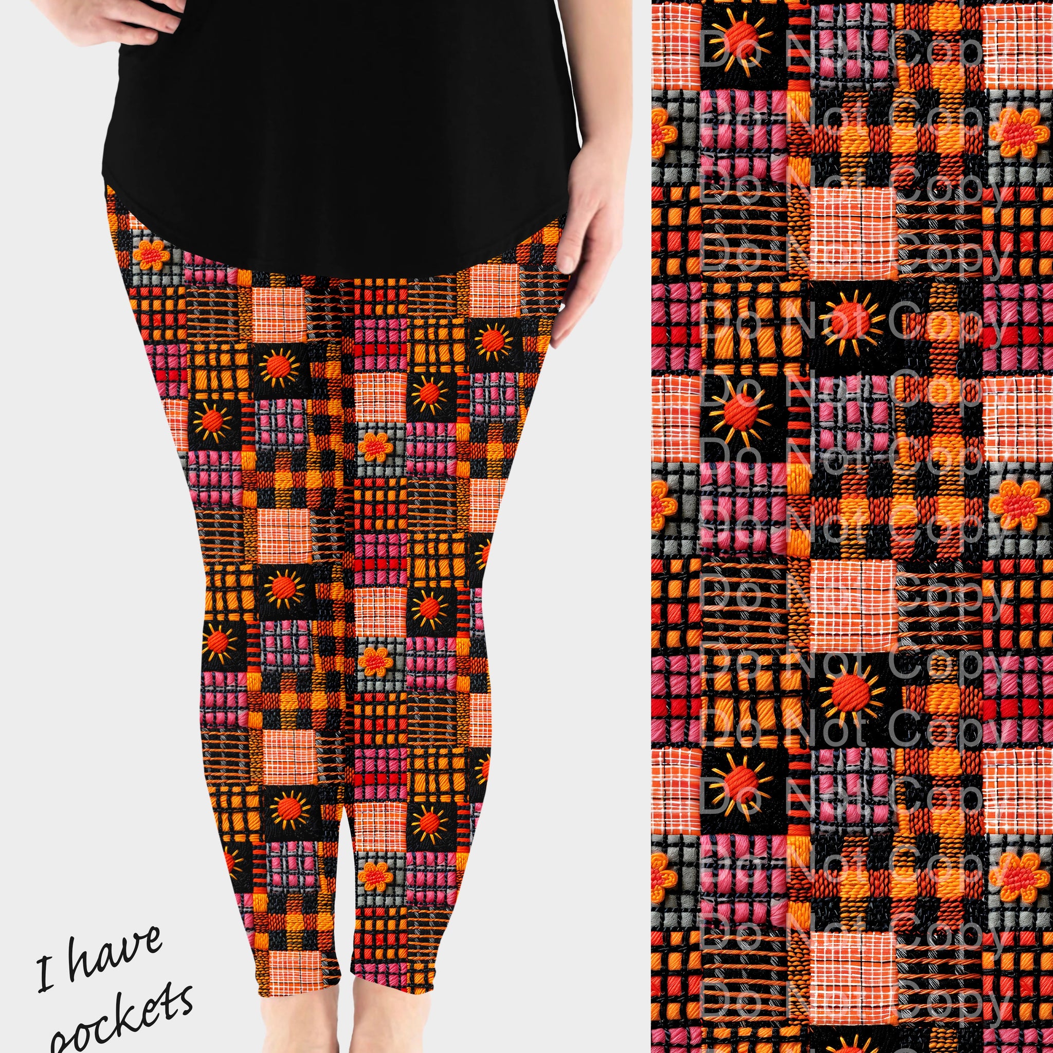 RTS - Retro Fall Squares Leggings w/ Pockets