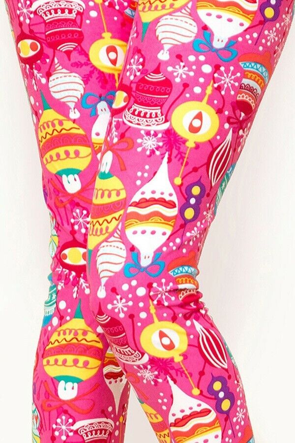 Pink Ornaments Print Soft Leggings - Adult & Kid Sizes