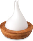 Bamboo Ultrasonic Aroma Diffuser - Pear Shaped White Glass Bowl