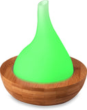 Bamboo Ultrasonic Aroma Diffuser - Pear Shaped White Glass Bowl