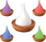 Bamboo Ultrasonic Aroma Diffuser - Pear Shaped White Glass Bowl