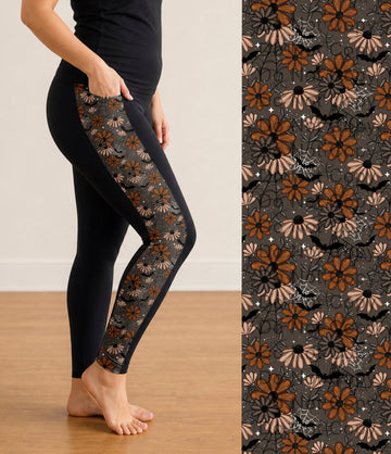 RTS - Salem Flowers Side Panel Leggings with Pockets