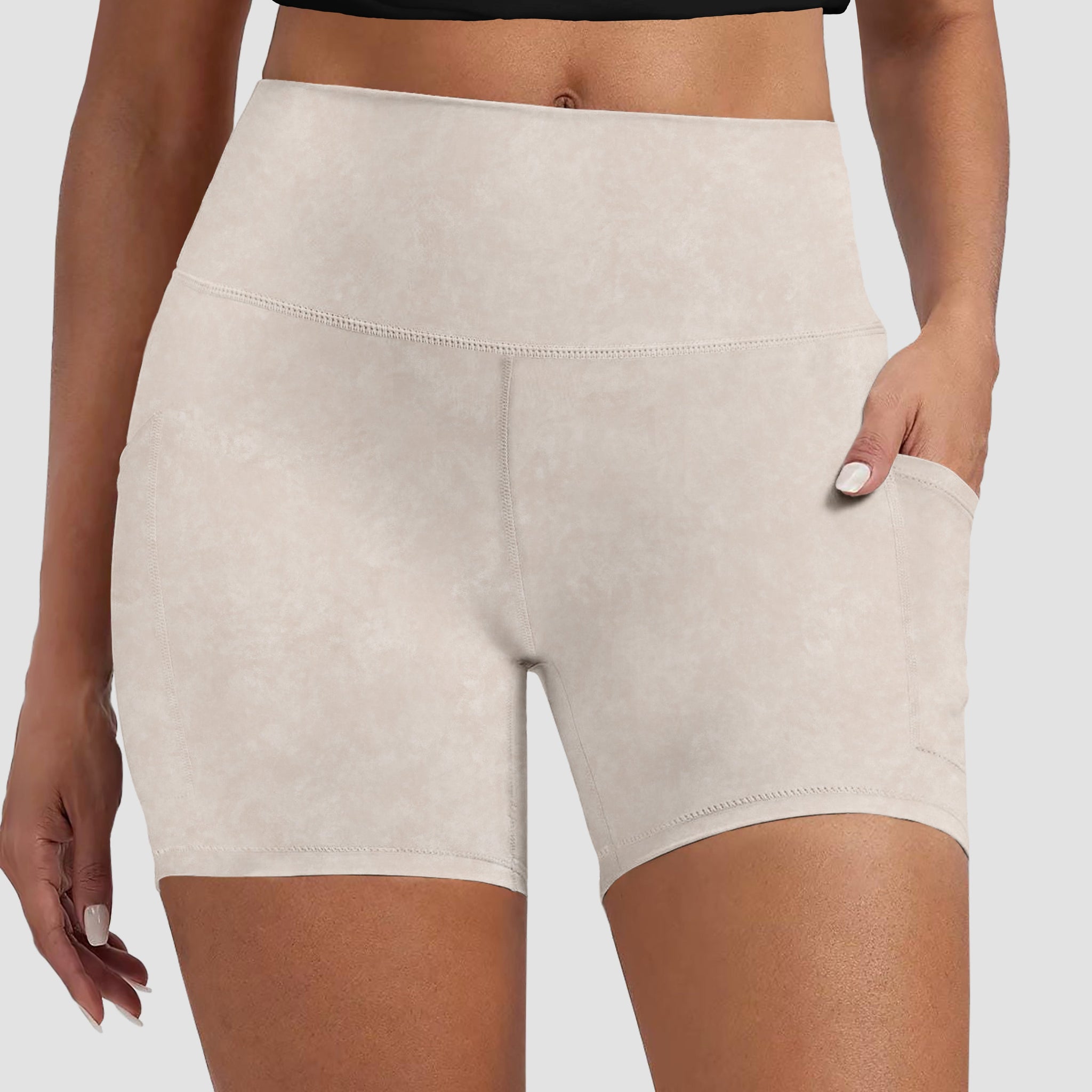 RTS - Sandy Beige Biker Shorts w/ Pockets