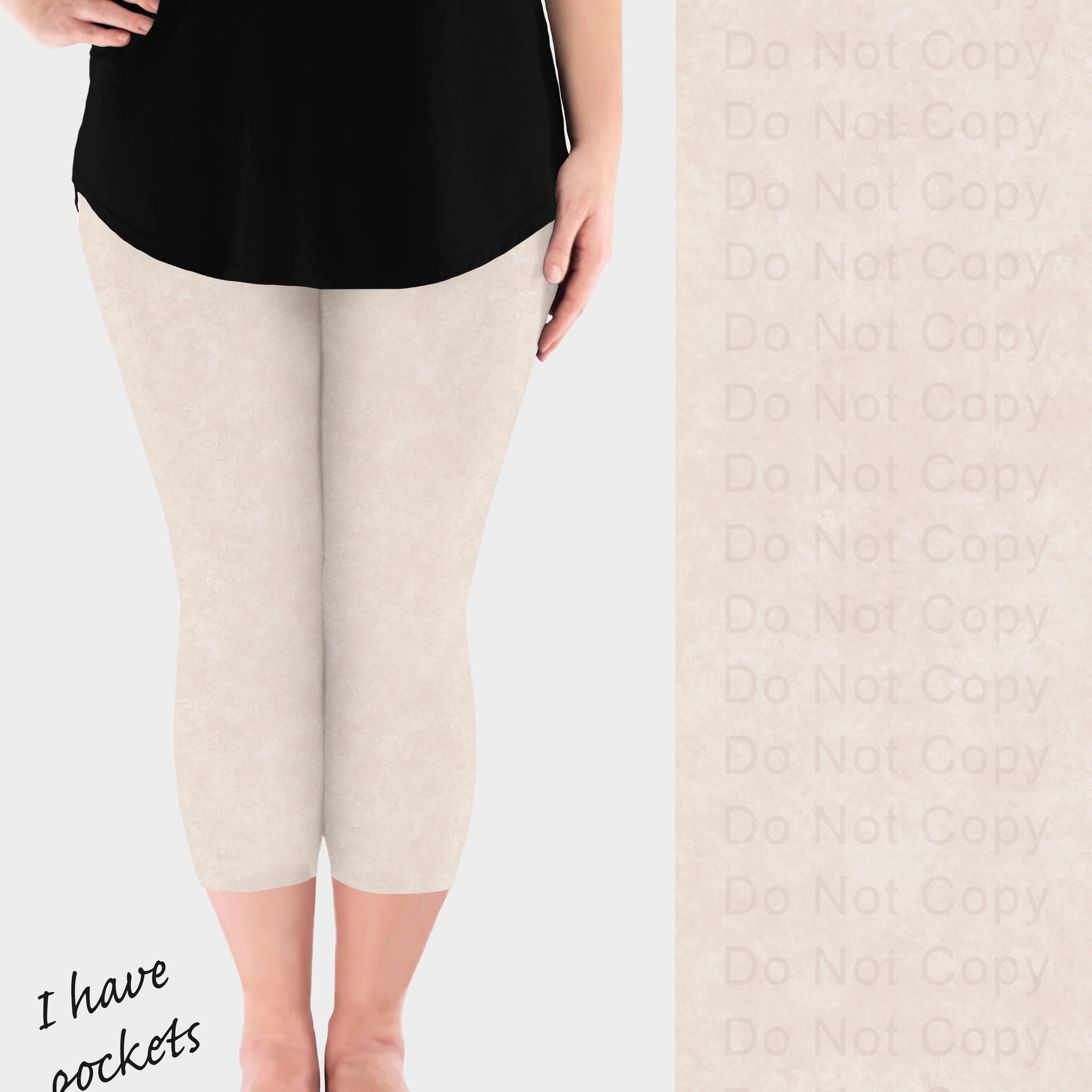 RTS - Sandy Beige Capri Leggings w/ Pockets