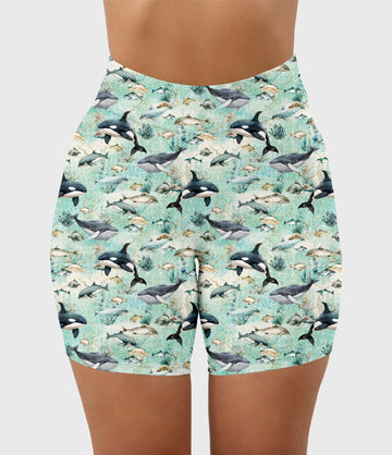 RTS - Serene Ocean Biker Shorts