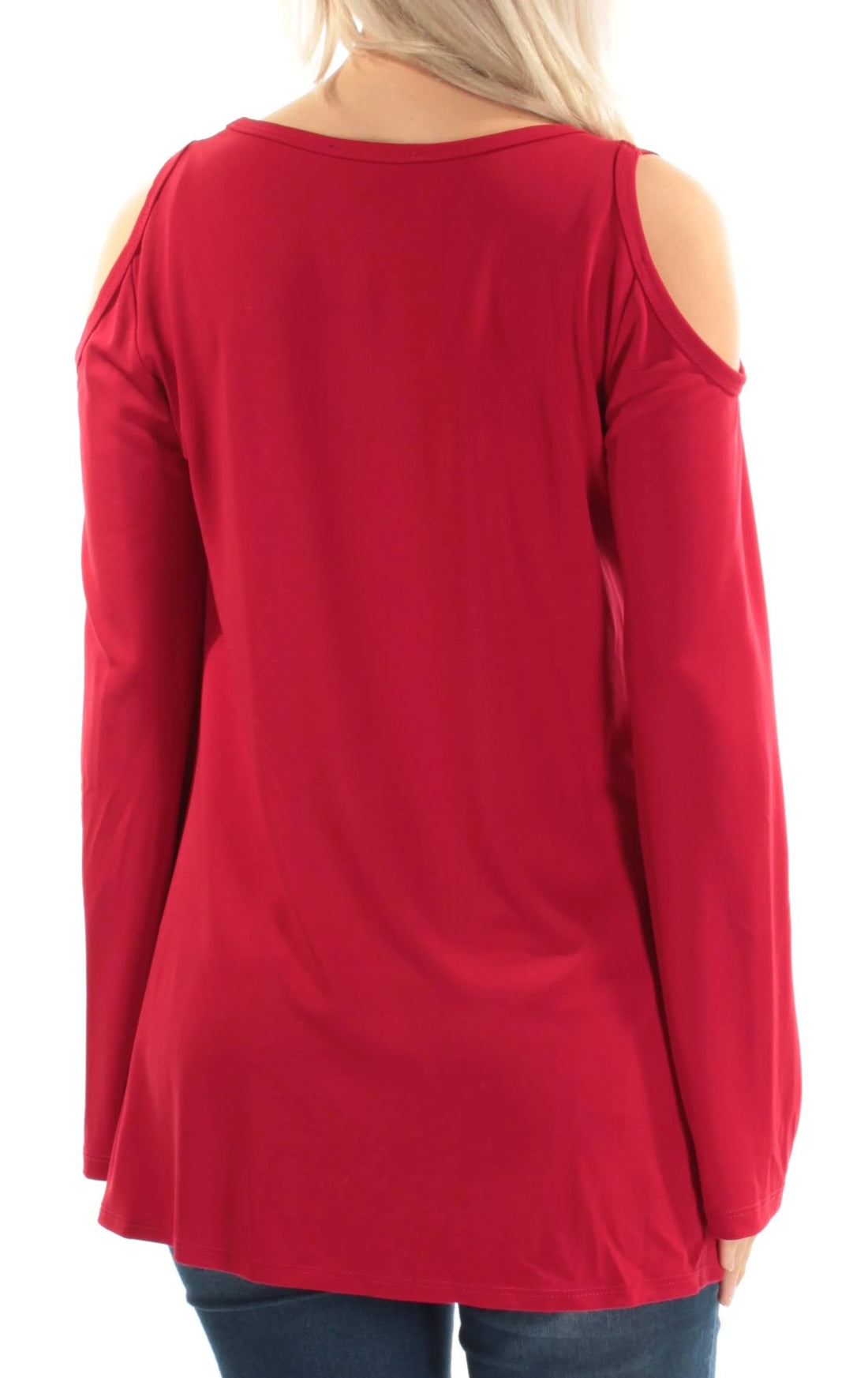 Long Sleeve Cold Shoulder Top - Burgundy