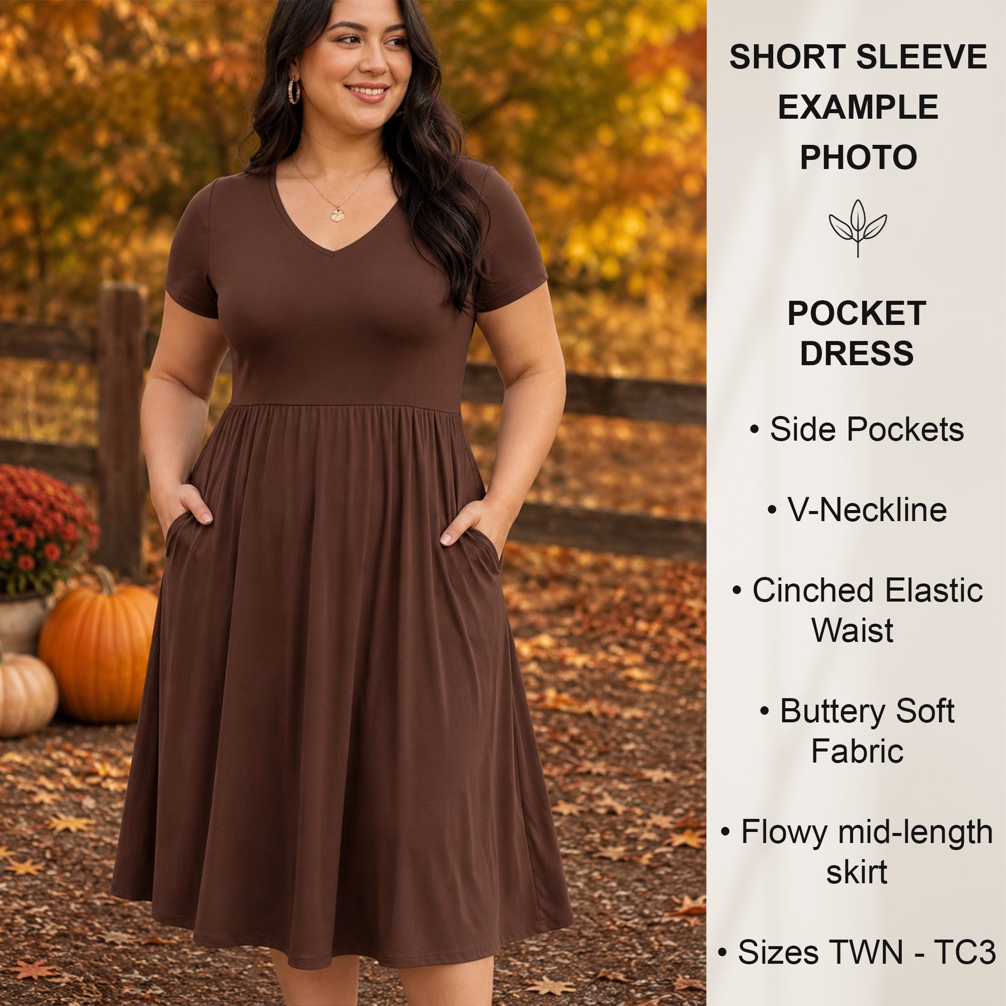 B302 - Preorder Plaid Pumpkins Pocket Dress (Closes 7/24. ETA: early Oct)