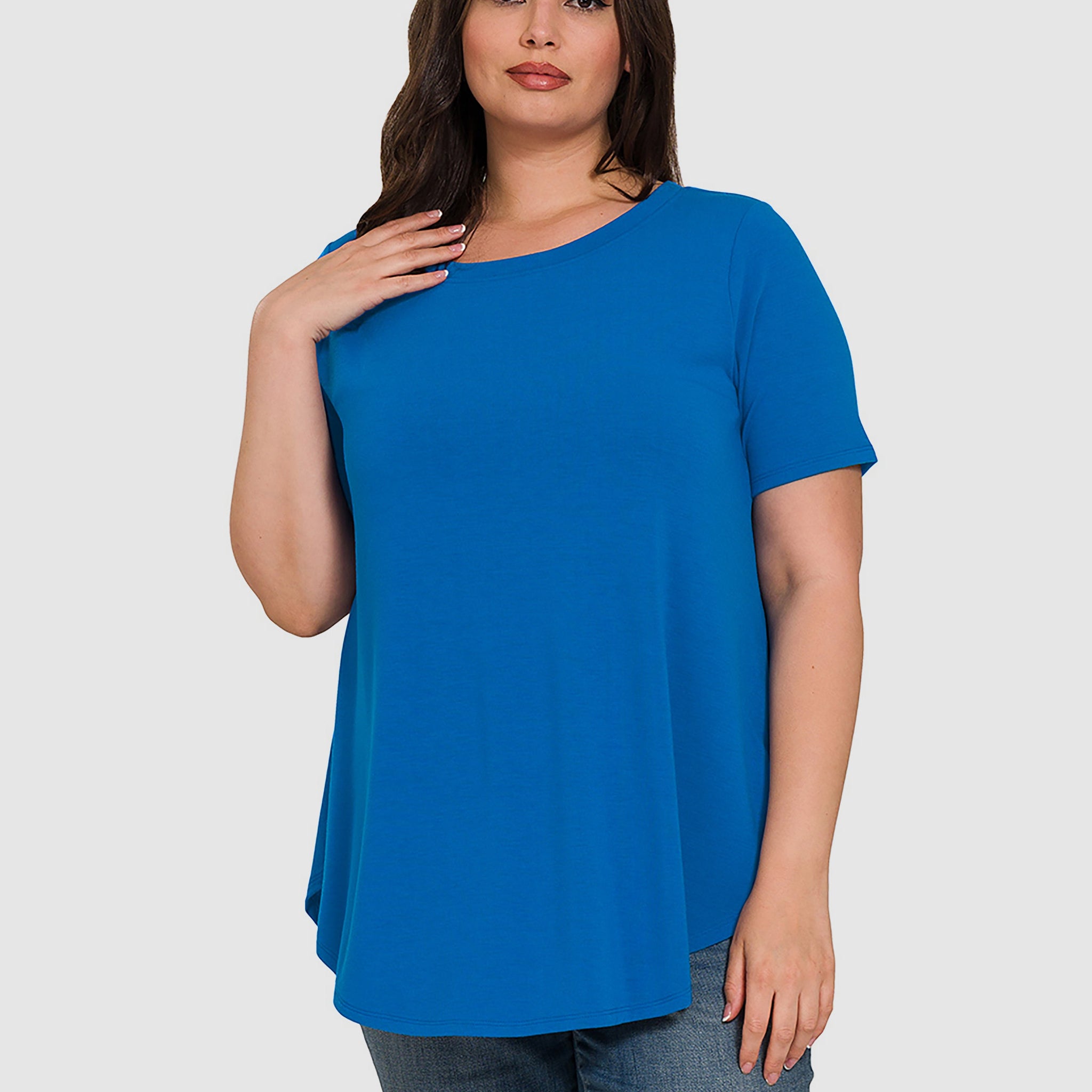 RTS - Short Sleeve Round Neck Top - Classic Blue