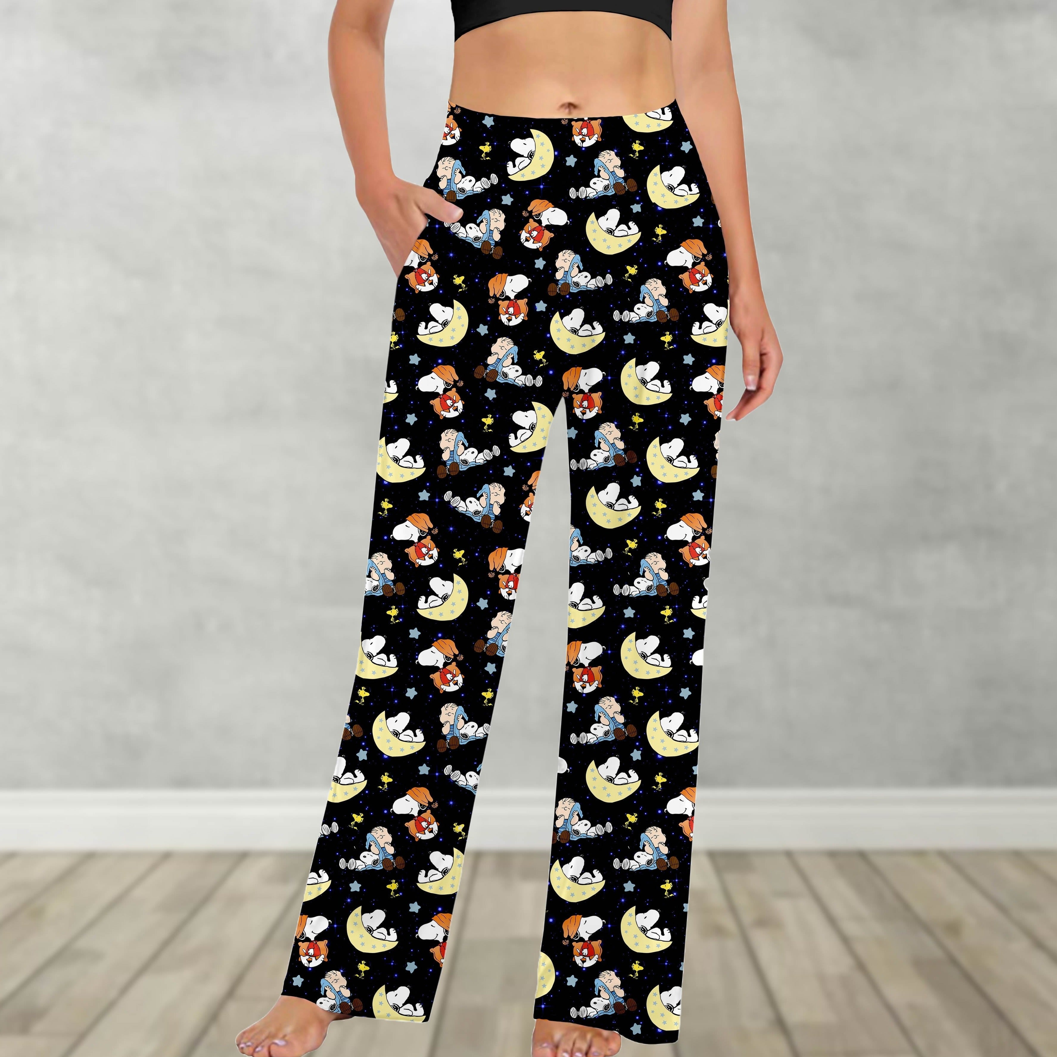 Sleepy Pup - High Waisted Wide Leg Hybrid Leggings/Pants w/ Pockets