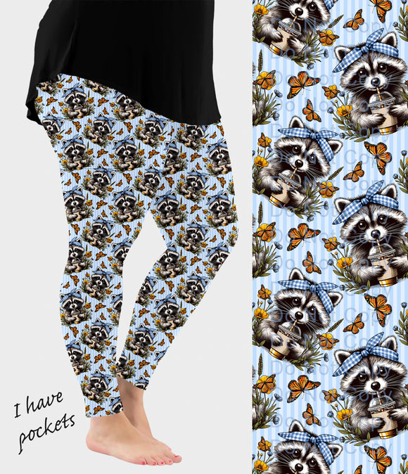 RTS - Sippin Raccoon Leggings w/ Pockets