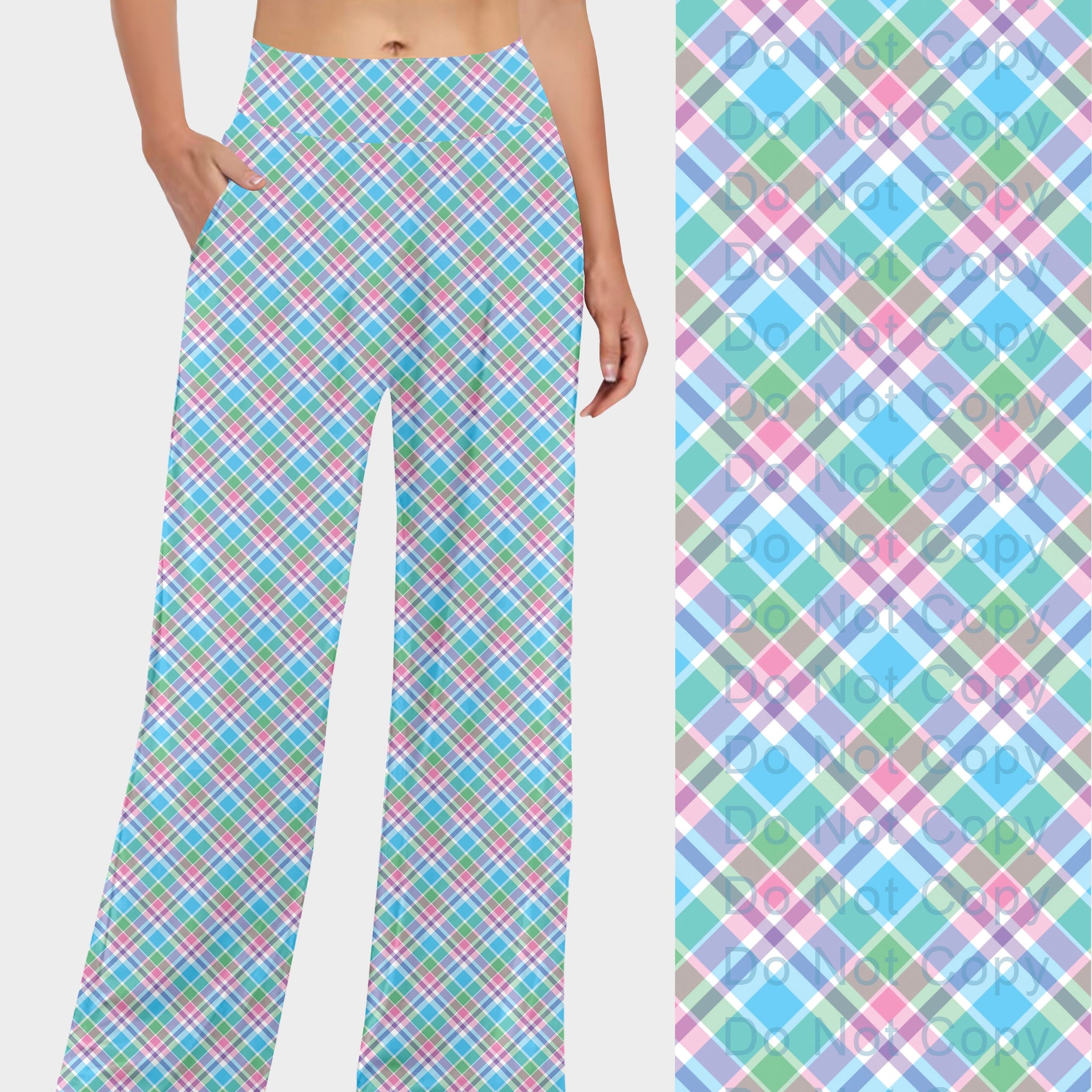 RTS - Spring Blue Plaid Lounge Pants