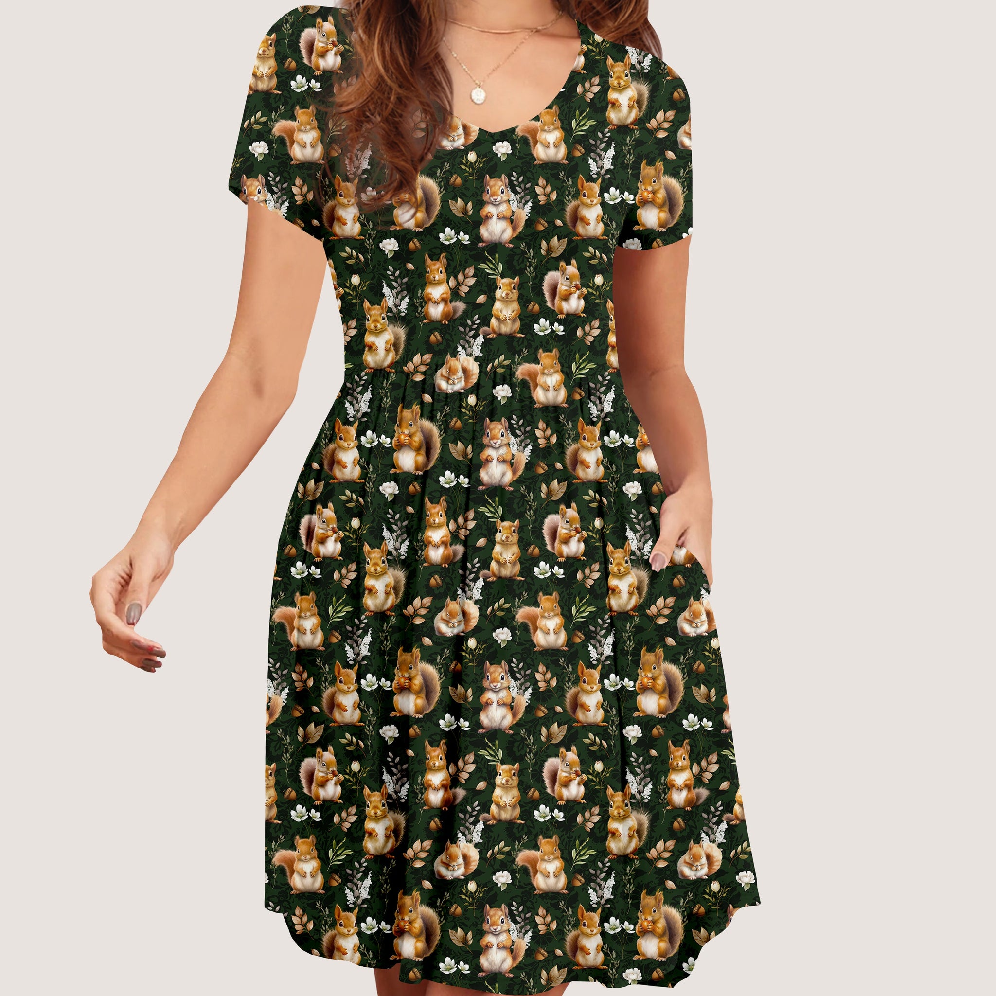 RTS - Squirrel Pocket Dress