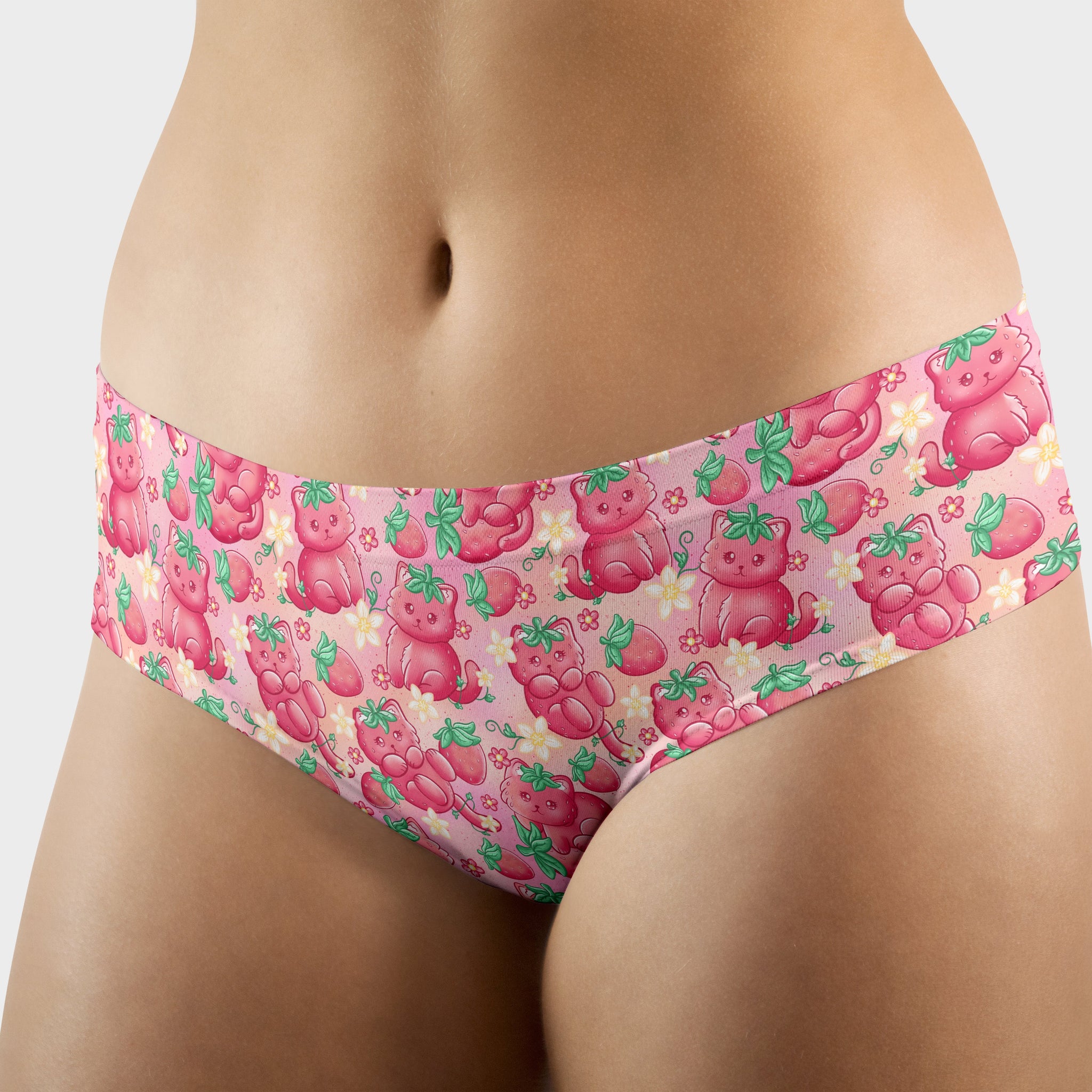 RTS - Strawberry Kitty Hipster/High Waist Panties