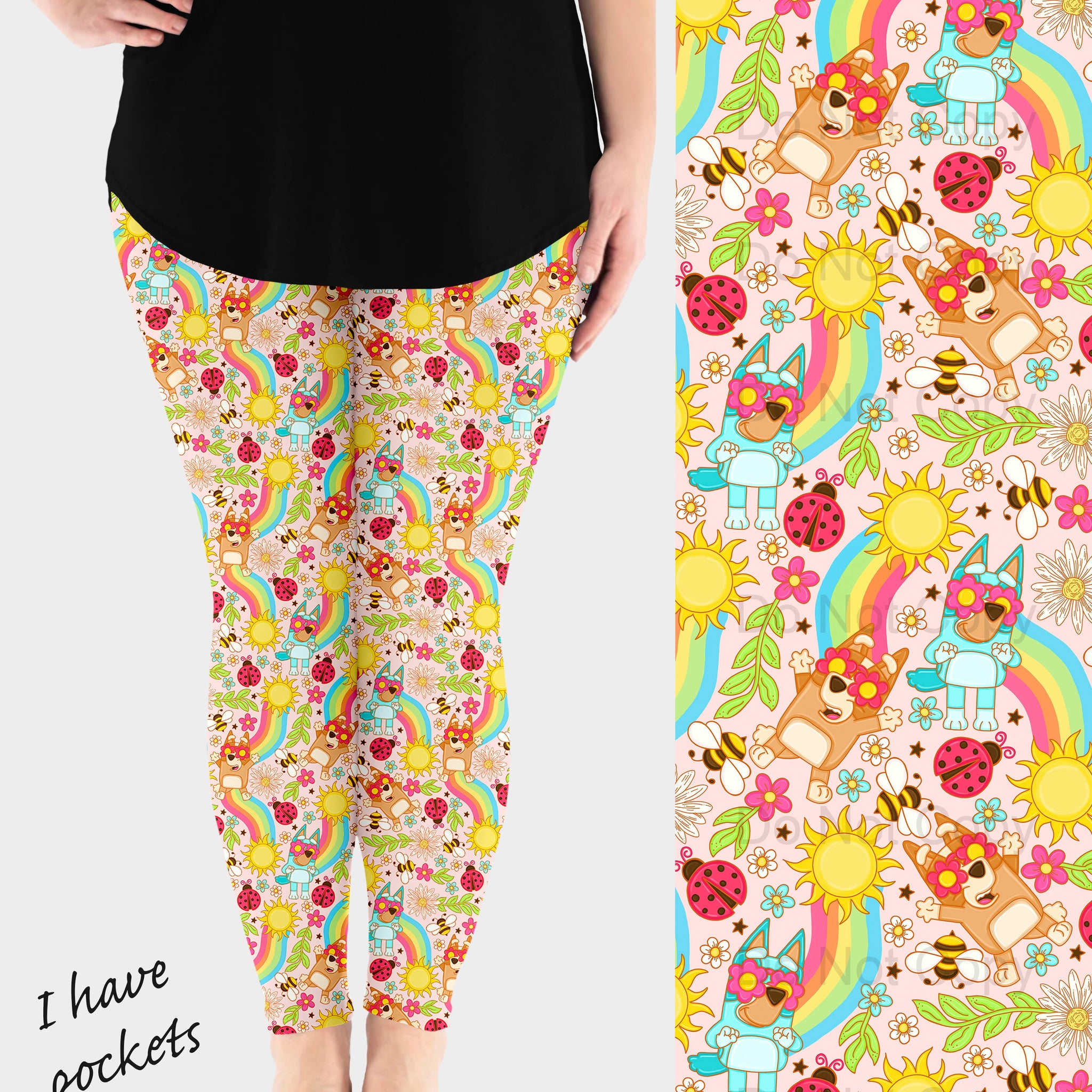 RTS - Summer Blues Leggings w/ Pockets