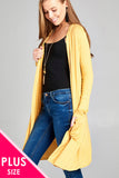 Women's Open Front Knee Length Long Sleeve Cardigan w/ Pockets S-3X