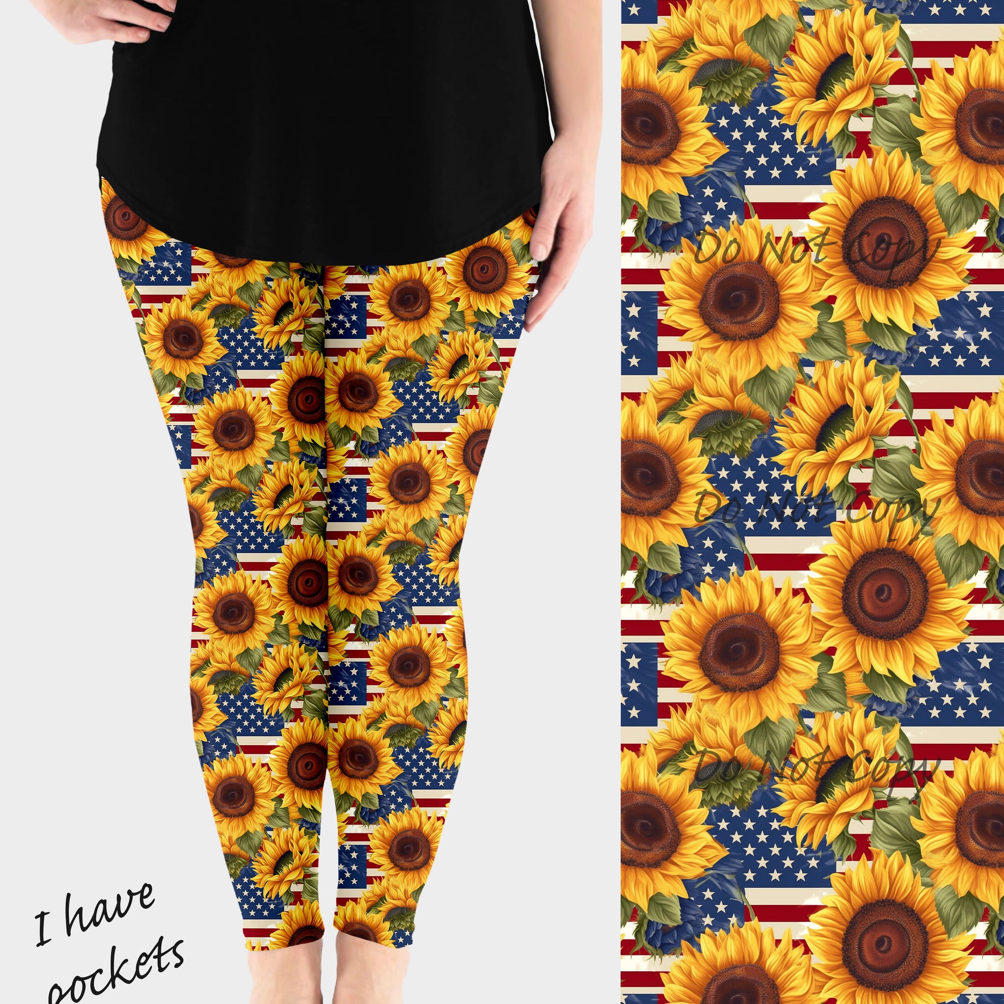 RTS - Sunflower Flag Leggings w/ Pockets