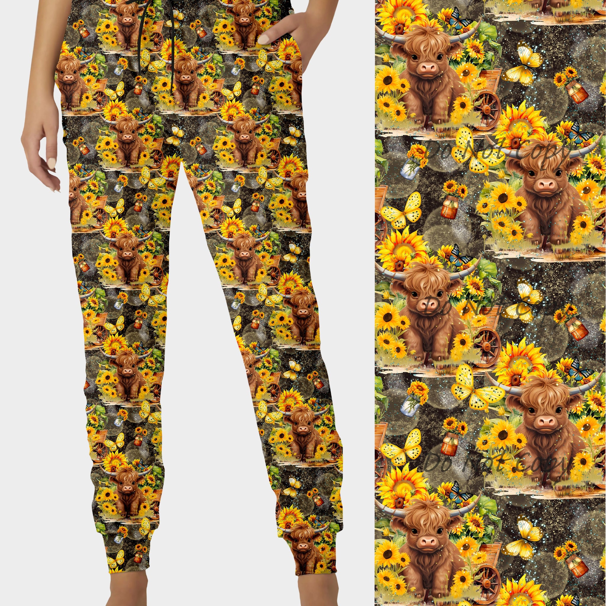 RTS - Sunflower Cow Joggers