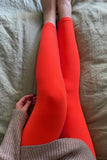 Solid Color Yoga Band Soft Leggings - Red