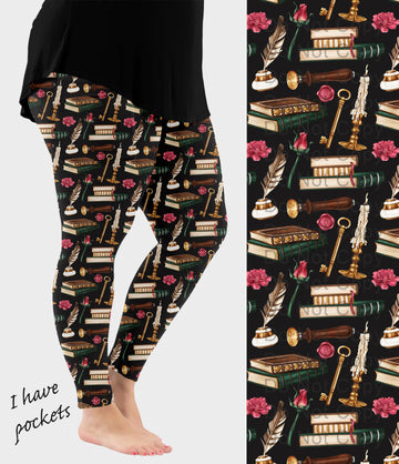 RTS - Vintage Books Leggings with Pockets
