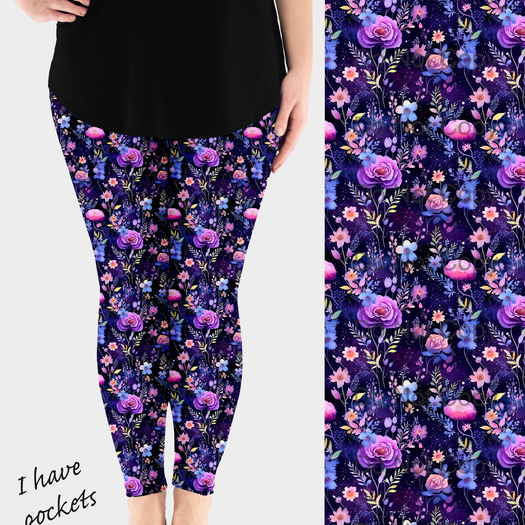 RTS - Whimsical Blooms Leggings w/ Pockets