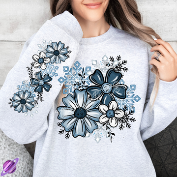 WINTER FLORAL - CREWNECK SWEATSHIRT W/ SLEEVE PRINT