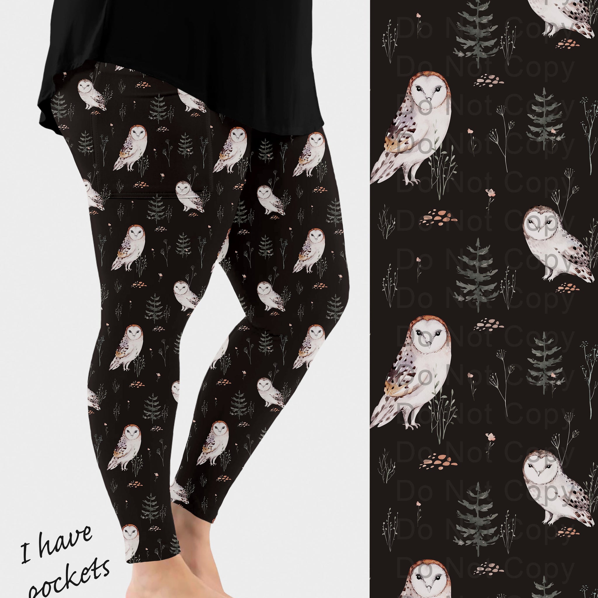 RTS - Woodland Owl Leggings w/ Pockets