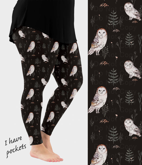 RTS - Woodland Owl Leggings w/ Pockets