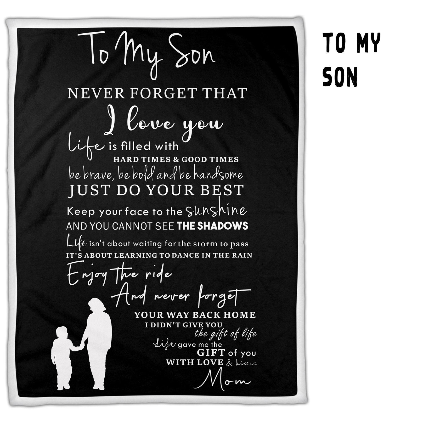 Blk/Whi To My Son - Letter Sherpa Blankets- Preorder Closing 10/2