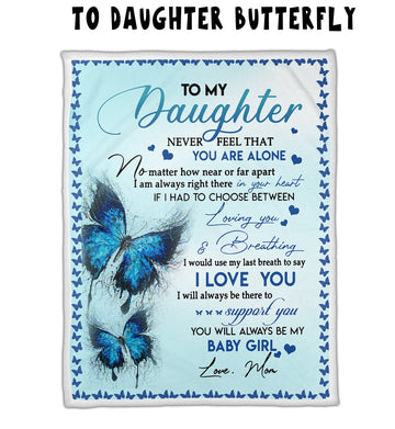 Daughter Butterfly Blue - Letter Sherpa Blankets- Preorder Closing 10/2