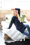Oversized Loose Fit V-Neck Tunic Sweatshirt