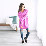 Oversized Loose Fit V-Neck Tunic Sweatshirt
