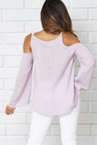 Lace Trimmed Cold Shoulder Long Sleeve Top