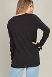 Ladder V-Neck Ribbed Sweater Top