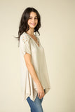 Lace Shoulder Crisscross V-neck Top