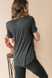V-Neck Cutout Top - Charcoal