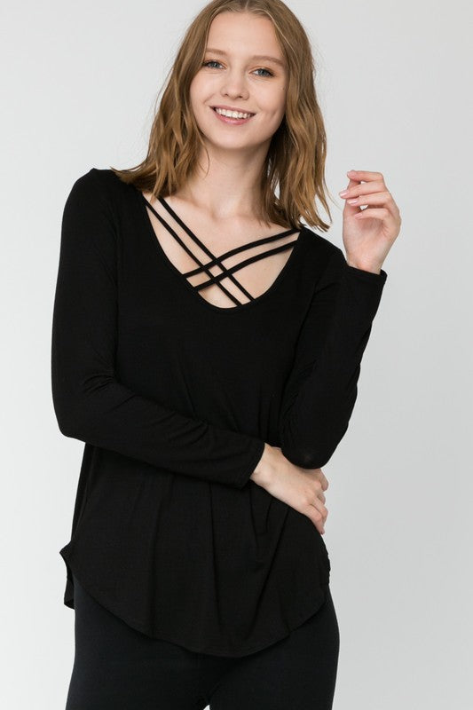 Double Criss Cross Top - Black