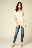 Lace Shoulder Crisscross V-neck Top