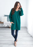 Oversized Loose Fit V-Neck Tunic Sweatshirt