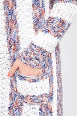 Stripe Cable Knit Pocket Cardigan