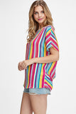 Striped Dolman Crisscross Back Top