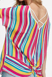 Striped Dolman Crisscross Back Top