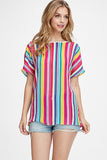 Striped Dolman Crisscross Back Top