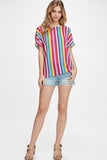 Striped Dolman Crisscross Back Top