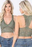 Women's Sexy Lace V Neck Padded Racerback Bralette T-back Crop Top