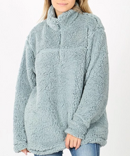 Quarter Zip Soft Sherpa Fleece Stretchy Pullover w/ Pockets (35-19)