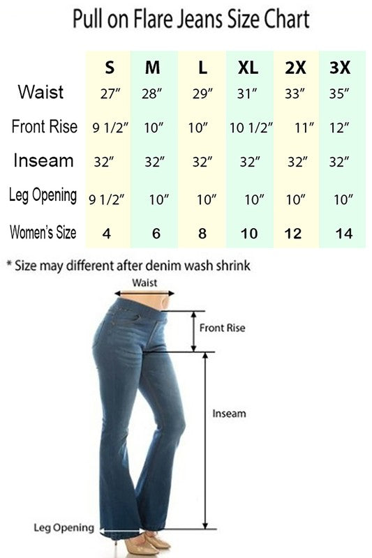 Comfy Dark Denim Jean Flare Pull On Jeggings