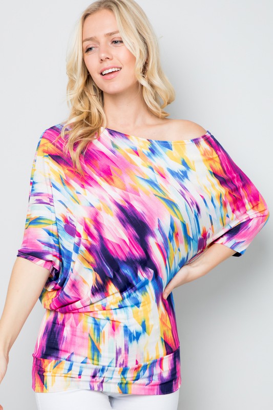 Colorful Boat Neck Top