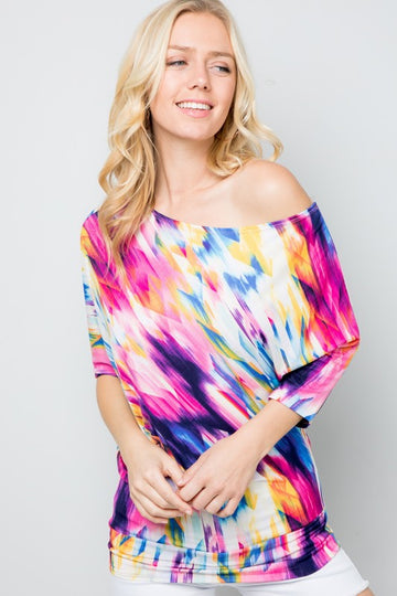 Colorful Boat Neck Top